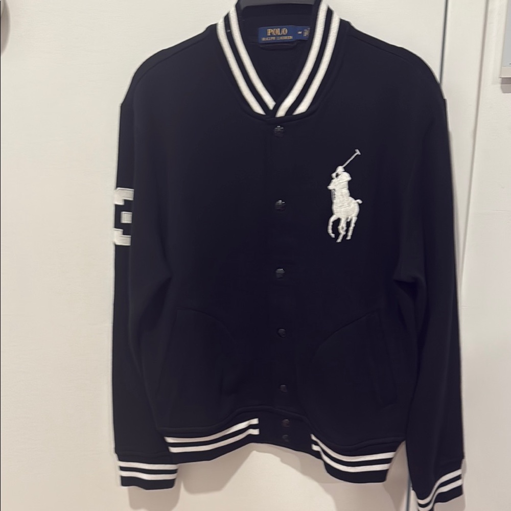 Polo Ralph Lauren Black and White baseball Bomber Jacket
